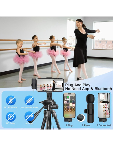 Micrófono Lavalier Inalámbrico EVXVE K15 con Receptor 4 en 1 Micrófono Lavalier Inalámbrico EVXVE K15 con Receptor 4 en 1