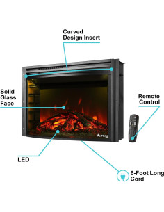 Insertable de Chimenea Eléctrica e-Flame USA 1500W 3D Negro 2