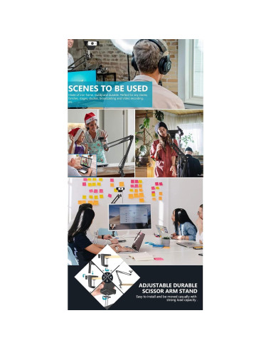 Soporte de teléfono con brazo de tijera Etubby para webcam y celulares