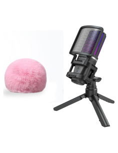 Micrófono USB RGB ZealSound BKD-11 con filtro pop D65p