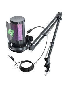 Micrófono Gaming USB Riworal RG03 con Brazo y Filtro Antipop