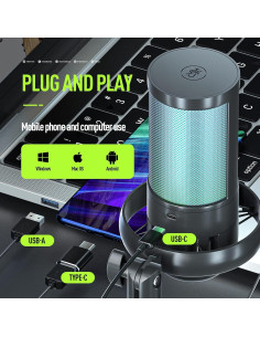 Micrófono Gaming USB Riworal RG03 con Brazo y Filtro Antipop 2