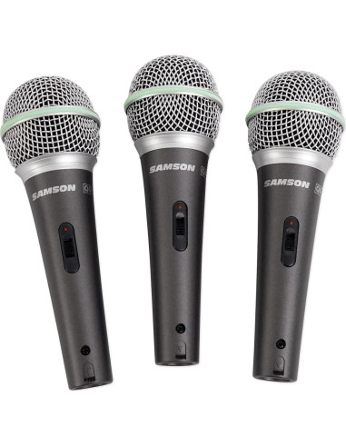 Paquete de 3 Micrófonos Dinámicos Samson Q6 Cardioides