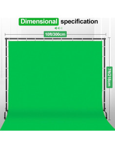 Kit de Fondo Verde 2.74x3.05m EMART con Soporte Móvil y Ruedas 2