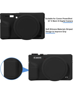 Funda de Silicona Suave Canboc para Canon G7X Mark III - Negra 2