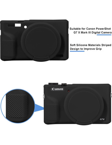 Funda de Silicona Suave Canboc para Canon G7X Mark III - Negra
