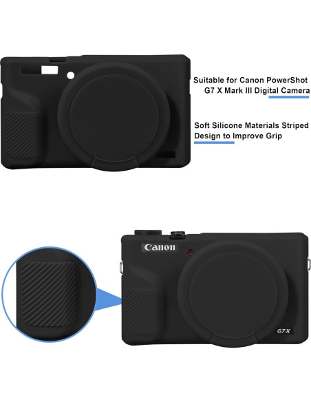 Funda de Silicona Suave Canboc para Canon G7X Mark III - Negra