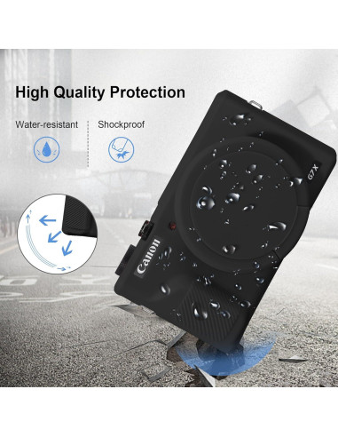 Funda de Silicona Suave Canboc para Canon G7X Mark III - Negra