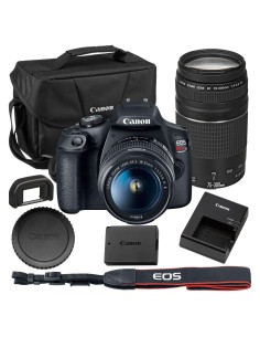 Cámara DSLR Canon EOS Rebel T7 + Lentes 18-55mm y 75-300mm