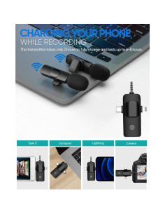 Micrófono Inalámbrico Lavalier JAPOO 3 en 1 USB-C para iPhone 2