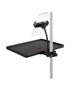 Soporte de Micrófono Mr.Power con Bandeja Plástica y Soporte para Teléfono - 27x20.5 cm