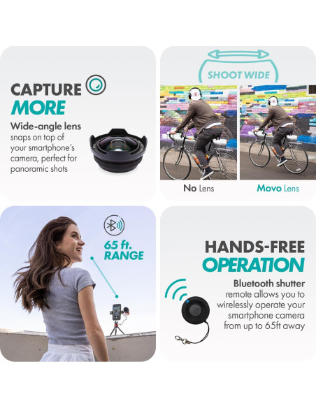 Kit de Vlogging Movo iVlog1 para iPhone - Micrófono, Luz LED, Trípode