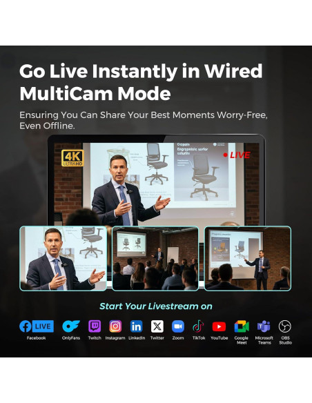 Cámara de Streaming 4K NearStream VM20 con Soporte Ajustable