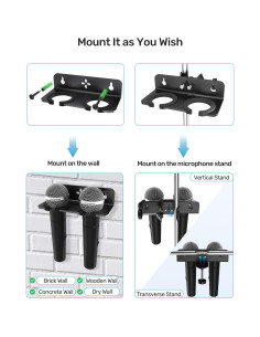 Soporte Multi Micrófono ET-MMH09 con C-clamp, Aluminio Negro 2