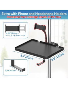 Bandeja Soporte Micrófono Universal con Soporte Teléfono 16.5x22cm 2