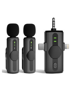 Micrófono Lavalier Inalámbrico Diivoo 3 en 1 con Cancelación de Ruido