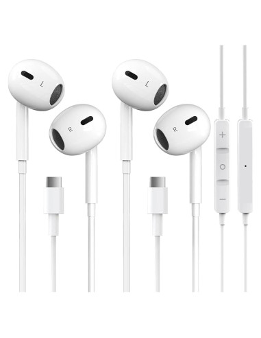 Auriculares USB C YouthCity HiFi Estéreo con Micrófono - 2 Paquetes