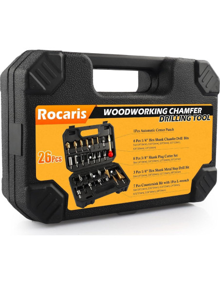 Juego de Herramientas de Perforación Rocaris 26 Pcs para Carpintería