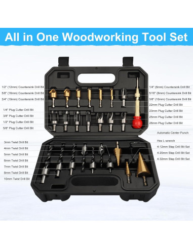 Juego de Herramientas de Perforación Rocaris 26 Pcs para Carpintería