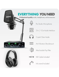 Kit de Micrófono de Condensador Movo VSM-5 con Interfaz MDX-1 2