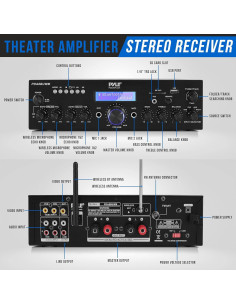 Amplificador Estéreo Pyle PDA8BUWM.5 200W Bluetooth Micrófono Inalámbrico 2