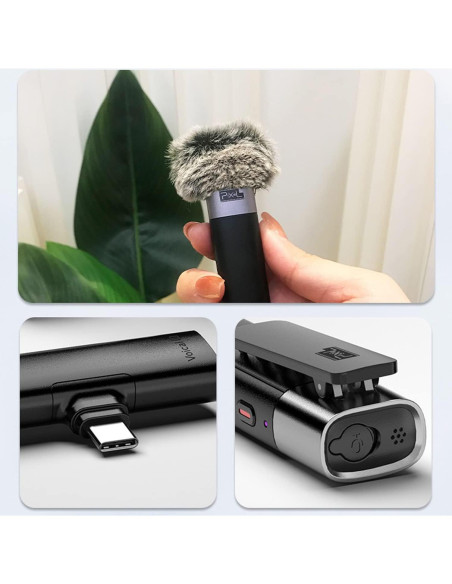 Micrófono Lavalier Inalámbrico Pixel Voical M Type-C 42h Batería