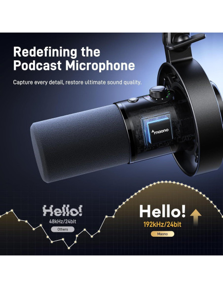 Micrófono Dinámico USB/XLR MAONO PD300XT para Podcast 192kHz
