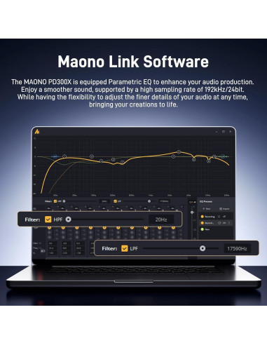 Micrófono Dinámico USB/XLR MAONO PD300XT para Podcast 192kHz