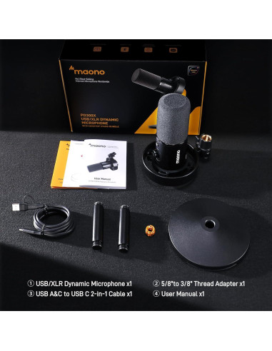 Micrófono Dinámico USB/XLR MAONO PD300XT para Podcast 192kHz