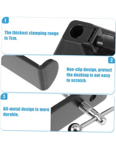 Base de Soporte de Micrófono Ajustable Negro - Abrazadera de Hierro 2