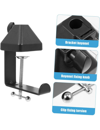 Base de Soporte de Micrófono Ajustable Negro - Abrazadera de Hierro