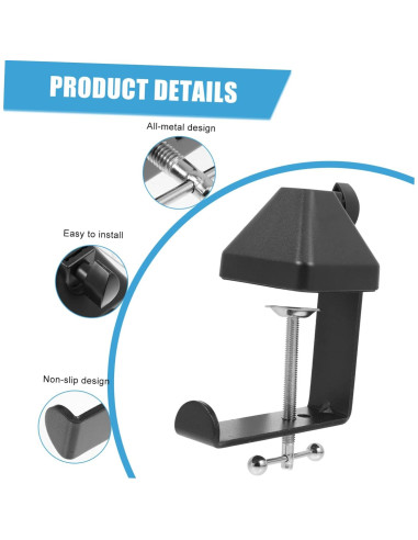 Base de Soporte de Micrófono Ajustable Negro - Abrazadera de Hierro