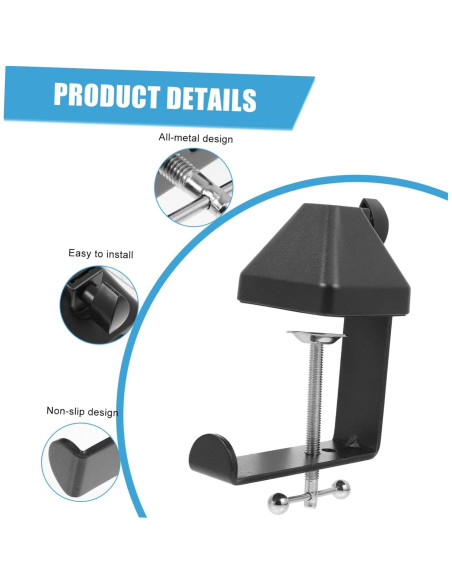 Base de Soporte de Micrófono Ajustable Negro - Abrazadera de Hierro