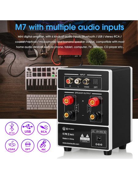 Amplificador Bluetooth Douk Audio M7 160W Karaoke Estéreo