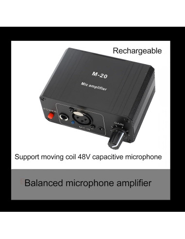 Preamplificador de Micrófono Profesional 48V XLR 27dB