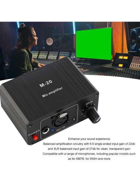 Preamplificador de Micrófono Profesional 48V XLR 27dB