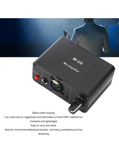 Preamplificador de Micrófono Profesional 48V XLR 27dB