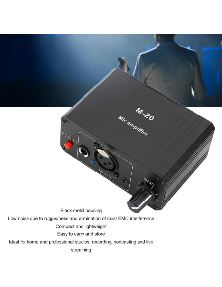 Preamplificador de Micrófono Profesional 48V XLR 27dB