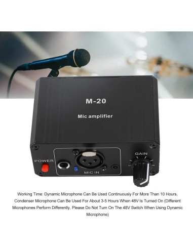 Preamplificador de Micrófono Profesional 48V XLR 27dB