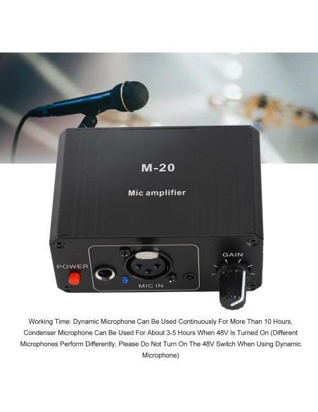 Preamplificador de Micrófono Profesional 48V XLR 27dB
