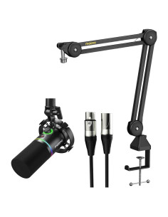 Micrófono Dinámico MAONO PD200X con Brazo BA37 y RGB