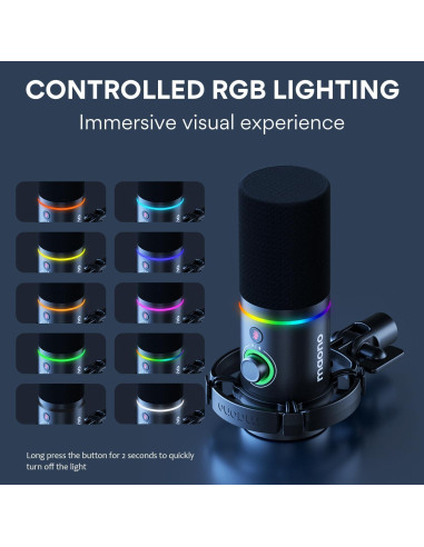 Micrófono Dinámico MAONO PD200X con Brazo BA37 y RGB