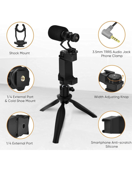 Micrófono de Smartphone Comica CVM-VM10-K2 con Trípode Micrófono de Smartphone Comica CVM-VM10-K2 con Trípode