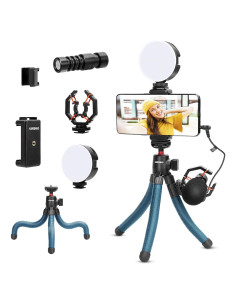 Kit de Vlog GUEDIEO con Micrófono, Trípode y Luz LED