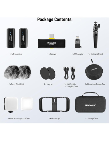 Kit de Vlogging NEEWER para Teléfono con Luz LED y Micrófono