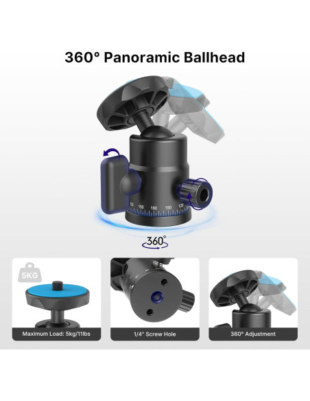 Cabezal de bola mini Rubesee PL-3002 para trípodes y cámaras