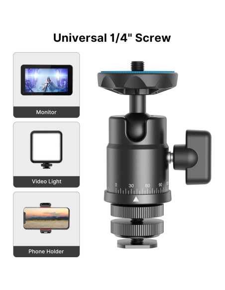 Cabezal de bola mini Rubesee PL-3002 para trípodes y cámaras