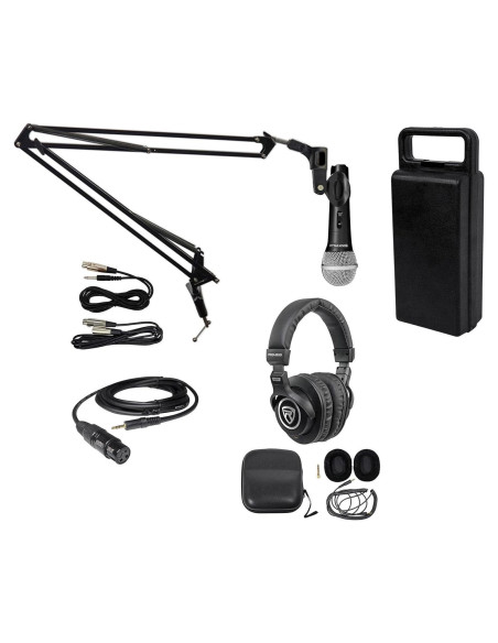 Kit de Podcasting Rockville RMC-XLR con Micrófono, Brazo y Auriculares