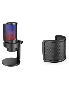 Micrófono USB FIFINE A8 para Streaming con Control RGB y Filtro Antipop