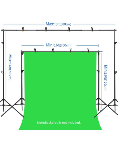 Soporte de Fondo Ajustable Maxztill 2x3m con Abrazaderas y Bolsa